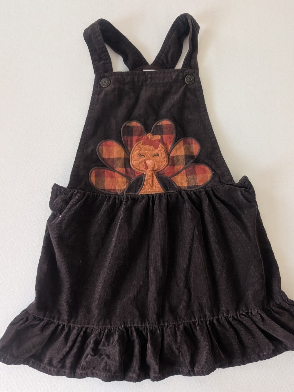 Gymboree Turkey Overall Dress Girls  Brown Corduroy Thanksgiving Sz 6